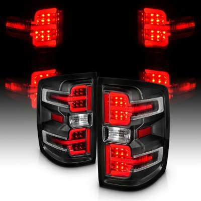 Chevy Silverado 3500HD 2015-2019 Black LED Tail Lights