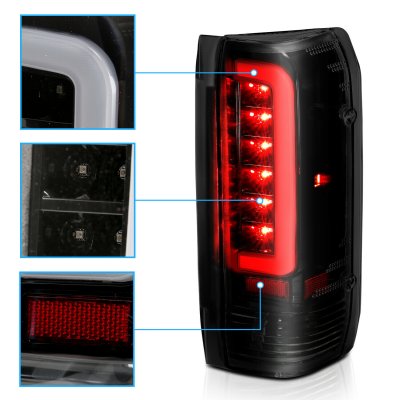 Ford Bronco 1989-1996 Black Smoked LED Tail Lights DRL Tube