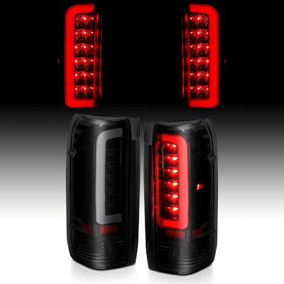 Ford F150 1989-1996 Black Smoked LED Tail Lights DRL Tube