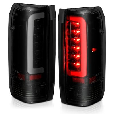 Ford F250 1989-1997 Black Smoked LED Tail Lights DRL Tube