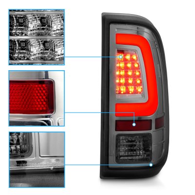 Ford F450 Super Duty 2008-2016 Smoked Tube LED Tail Lights