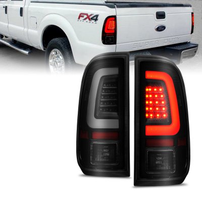 Ford F350 Super Duty 2008-2016 Black Smoked Tube LED Tail Lights