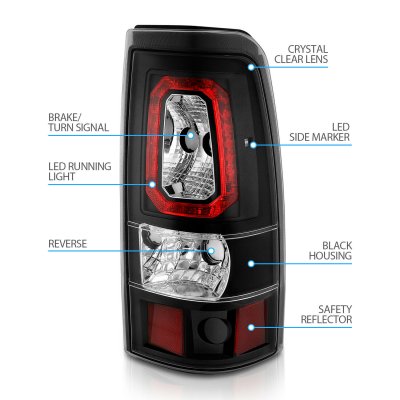Chevy Silverado 1999-2002 Black Halo LED Tail Lights