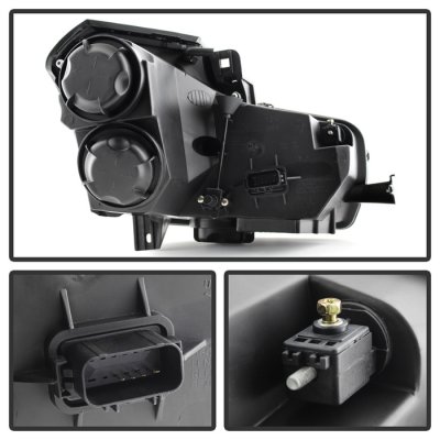 Dual LED Halo Projector Headlights For 2003-2007 Cadillac CTS - Black Housing (Fits Non-HID Models)