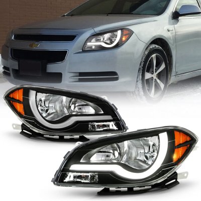 Chevy Malibu 2008-2012 Black Headlights LED DRL