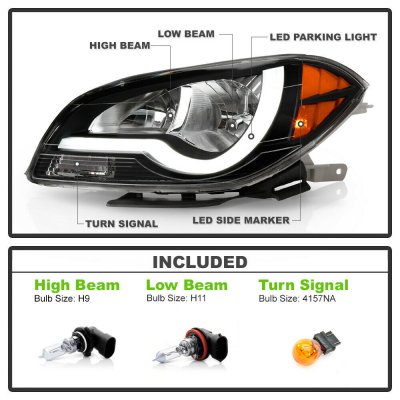 Chevy Malibu 2008-2012 Black Headlights LED DRL