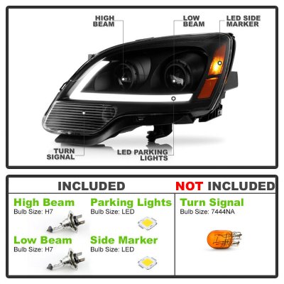 GMC Acadia 2007-2012 Black Projector Headlights LED DRL