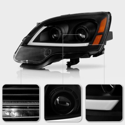 GMC Acadia 2007-2012 Black Projector Headlights LED DRL