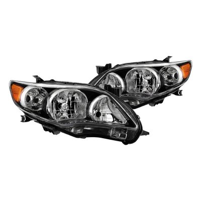 Labwork Pair Halogen Headlight Assemblies For Toyota Corolla 2011-2013 – Chrome Housing, Clear Lens (Left & Right)