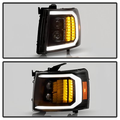 Chevy Silverado 2500HD 2007-2014 Black Projector Headlights LED DRL Signals