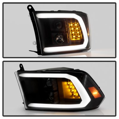 Dodge Ram 2009-2018 Black Projector Headlights LED DRL Signals