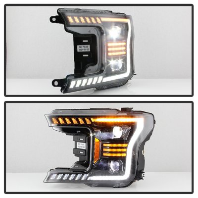 Ford F150 2018-2020 Black Projector Headlights DRL Signals