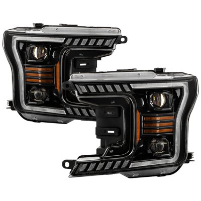 Ford F150 2018-2020 Black Projector Headlights DRL Signals