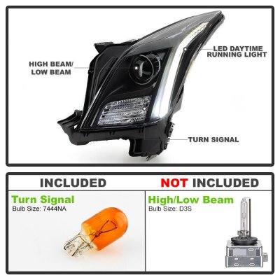 Cadillac XTS 2013-2017 Black HID Projector Headlights