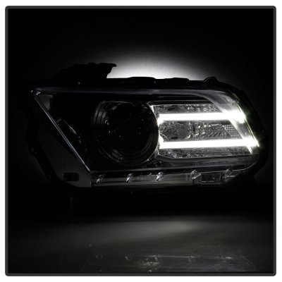 2010-2012 Ford Mustang LED Sequential Headlights - Black Housing, Clear Lens, DOT/SAE - Driver & Passenger Pair