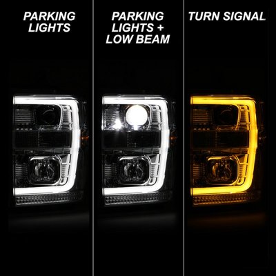 Ford F450 Super Duty 2008-2010 Low Beam LED Projector Headlights DRL Switchback Signals