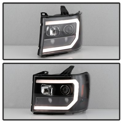 GMC Sierra 3500HD 2007-2014 Black Out LED DRL Projector Headlights