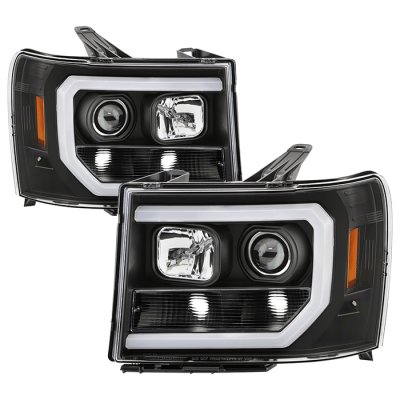 GMC Sierra 3500HD 2007-2014 Black Out LED DRL Projector Headlights