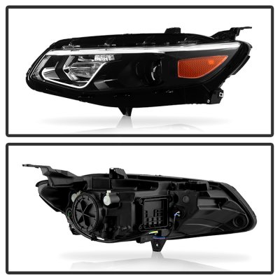 thumbnail image 2 of Black Projector Headlight Assembly For 2016-2018 Chevrolet Malibu – Pair With LED Side Marker – SAE Certified 2 of 5