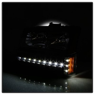Chevy Silverado 3500 2003-2006 Black Headlights LED Bumper Lights