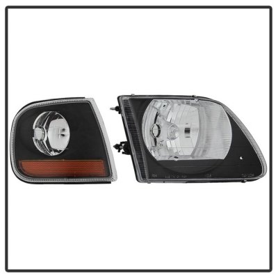 Ford Expedition 1997-2002 Black Headlights Corner Lights Set