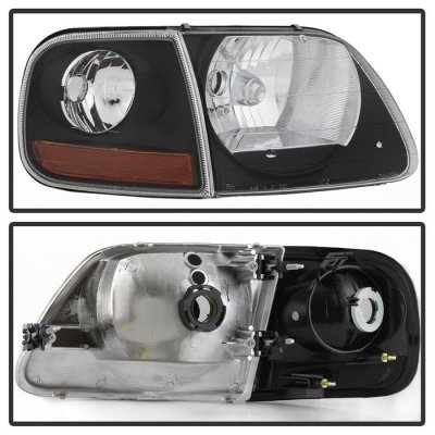 Ford Expedition 1997-2002 Black Headlights Corner Lights Set