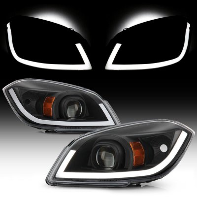 Pontiac Pursuit 2005-2006 Black Projector Headlights LED DRL