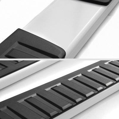 White Running Boards GMC Sierra 1500 Extended 2007-2013 6 Inches