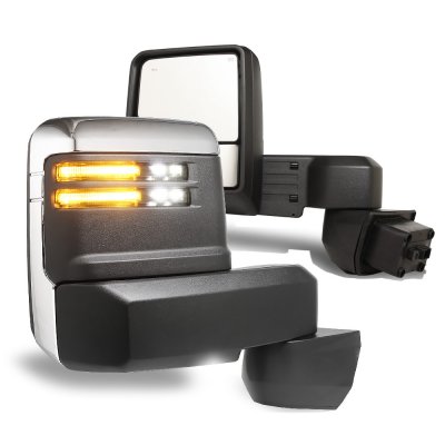 Chevy Silverado 2500HD 2020-2024 Chrome Towing Mirrors Smoked LED Lights Power Heated Glass