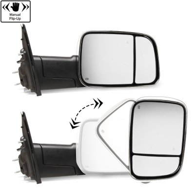 Dodge Ram 3500 2019-2022 Chrome Towing Mirrors Power Heated LED Lights