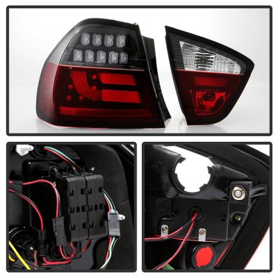 BMW 3 Series Sedan 2006-2008 Black LED Tail Lights