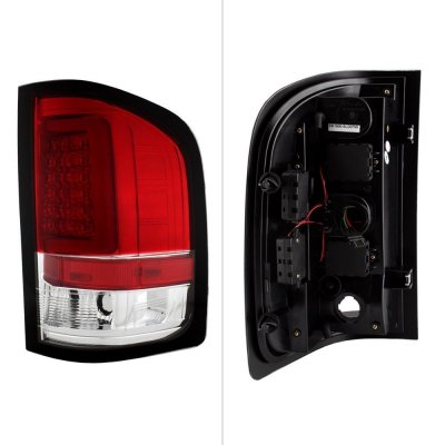 Chevy Silverado 2500HD 2007-2014 Red Clear LED Tail Lights