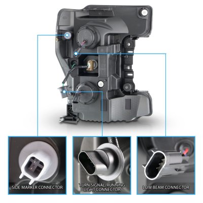 Ford F550 Super Duty 2017-2019 Black Projector Headlights LED DRL A1