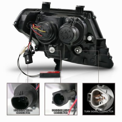 Nissan Frontier 2009-2020 Black Projector Headlights LED DRL Switchback Signals