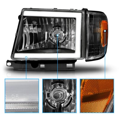 Toyota Tacoma 4WD 1998-2000 Black Headlights LED DRL