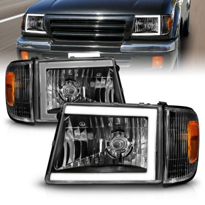 Toyota Tacoma 4WD 1998-2000 Black Headlights LED DRL