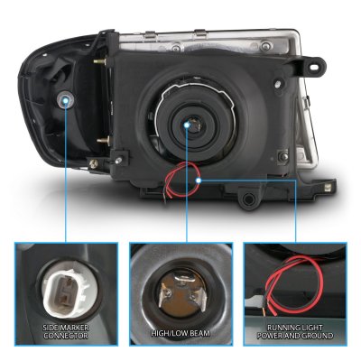 Toyota Tacoma 4WD 1998-2000 Black Headlights LED DRL