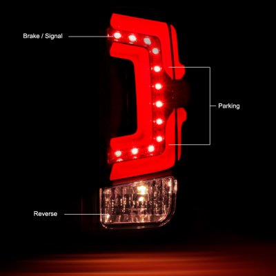Chevy Silverado 2500HD 2015-2019 Red Clear LED Tail Lights