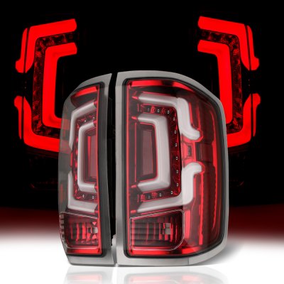 Chevy Silverado 3500HD 2015-2019 Red Clear LED Tail Lights
