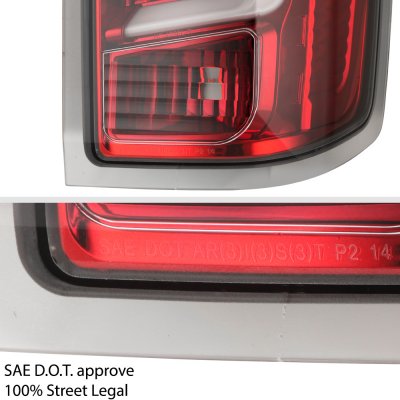 Chevy Silverado 3500HD 2015-2019 Red Clear LED Tail Lights