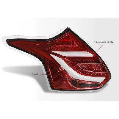 Ford Focus 2012-2014 Red Clear LED Tail Lights
