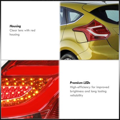 Ford Focus 2012-2014 Red Clear LED Tail Lights