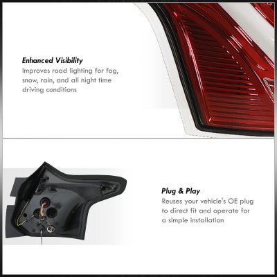Ford Focus 2012-2014 Red Clear LED Tail Lights