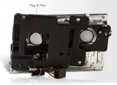 Chevy 3500 Pickup 1988-1993 Black LED DRL Headlights Bumper Lights