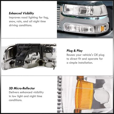 Chevy Silverado 1999-2002 Chrome Headlights Bumper Lights