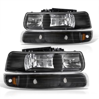 Chevy Tahoe 2000-2006 Black Headlights Bumper Lights