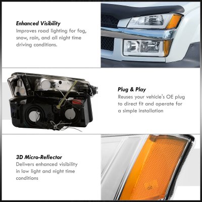 Chevy Avalanche Body Cladding 2002-2006 Headlights LED DRL