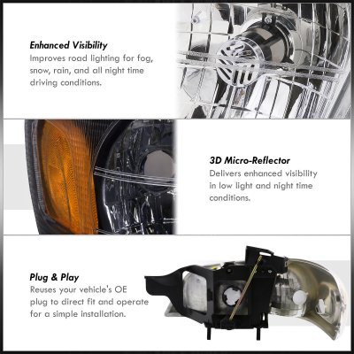 Chevy Venture 1997-2005 Black Headlights Set