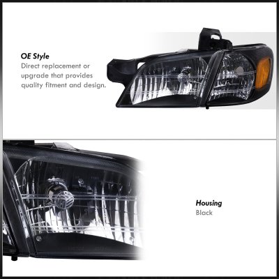 DNA Motoring Headlight & Corner Light Kit For 1997-2005 Venture/Silhouette - Black Housing, LED/Halogen