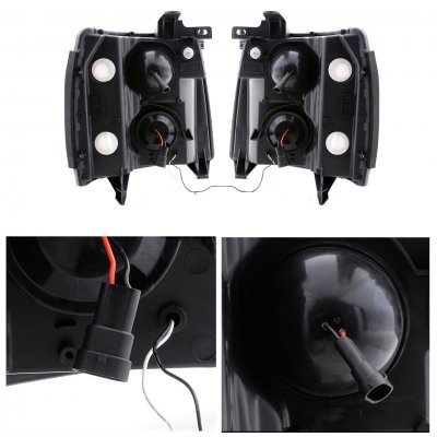 Chevy Silverado 2007-2013 Black Projector Headlights LED DRL J2
